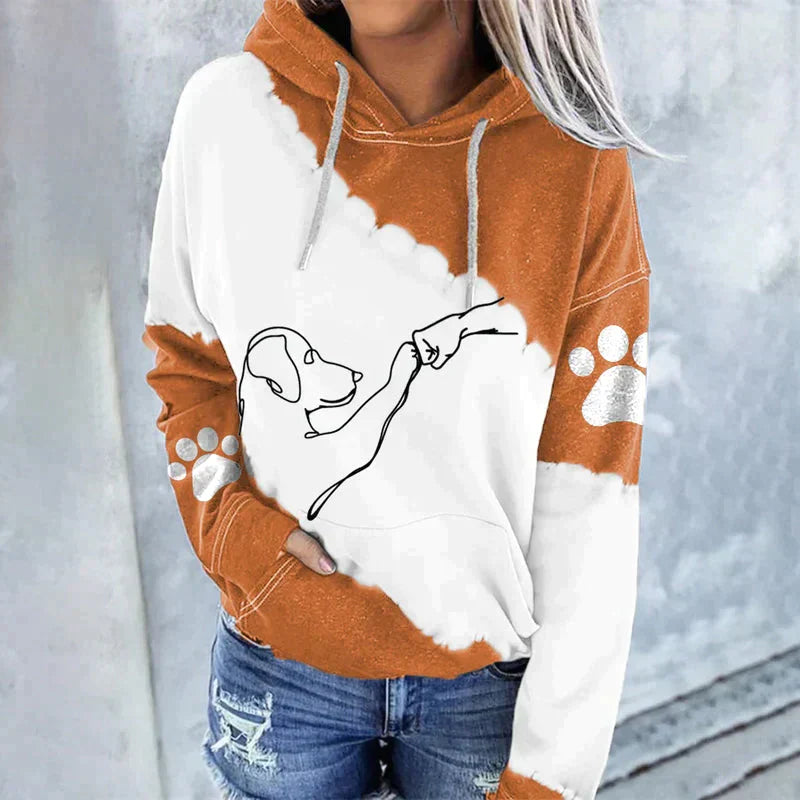 Stilla | Trendy Løs Hoodie med Hundetryk