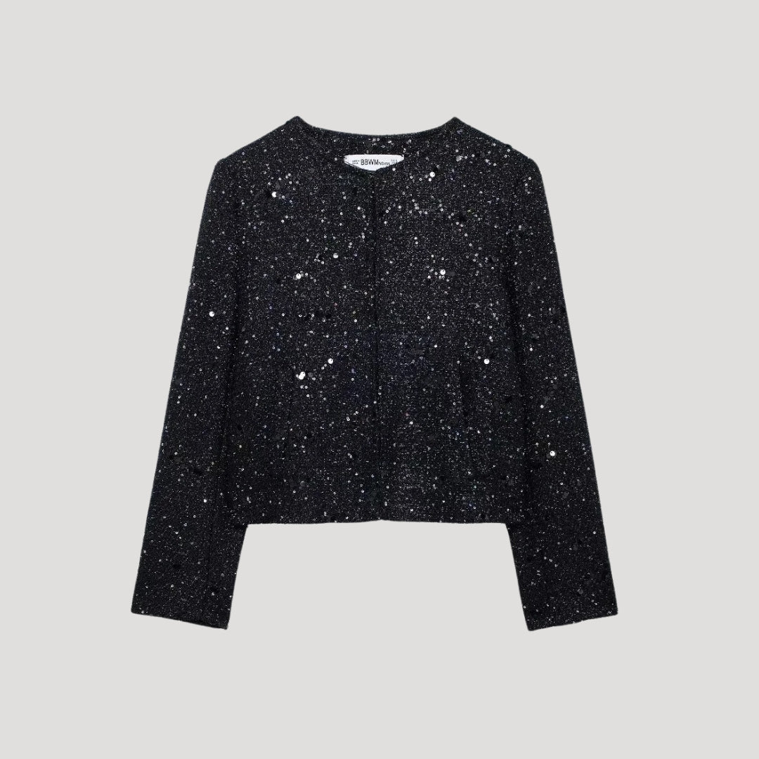 Stilla | Kvinder Glitrende Cropped Strikketrøje