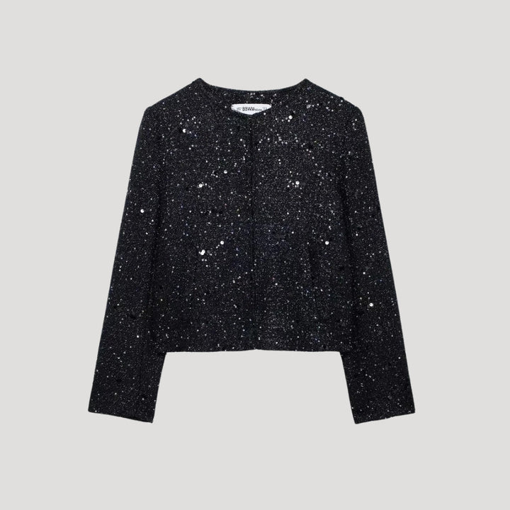 Stilla | Kvinder Glitrende Cropped Strikketrøje