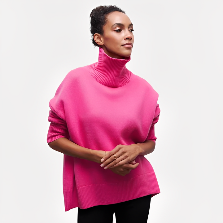 Stilla | Dame Sweater med Afslappet Snit og Høj Krave