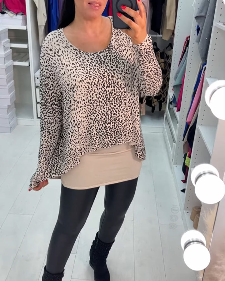 Stilla | Rund halsudskæring og leopardmønster