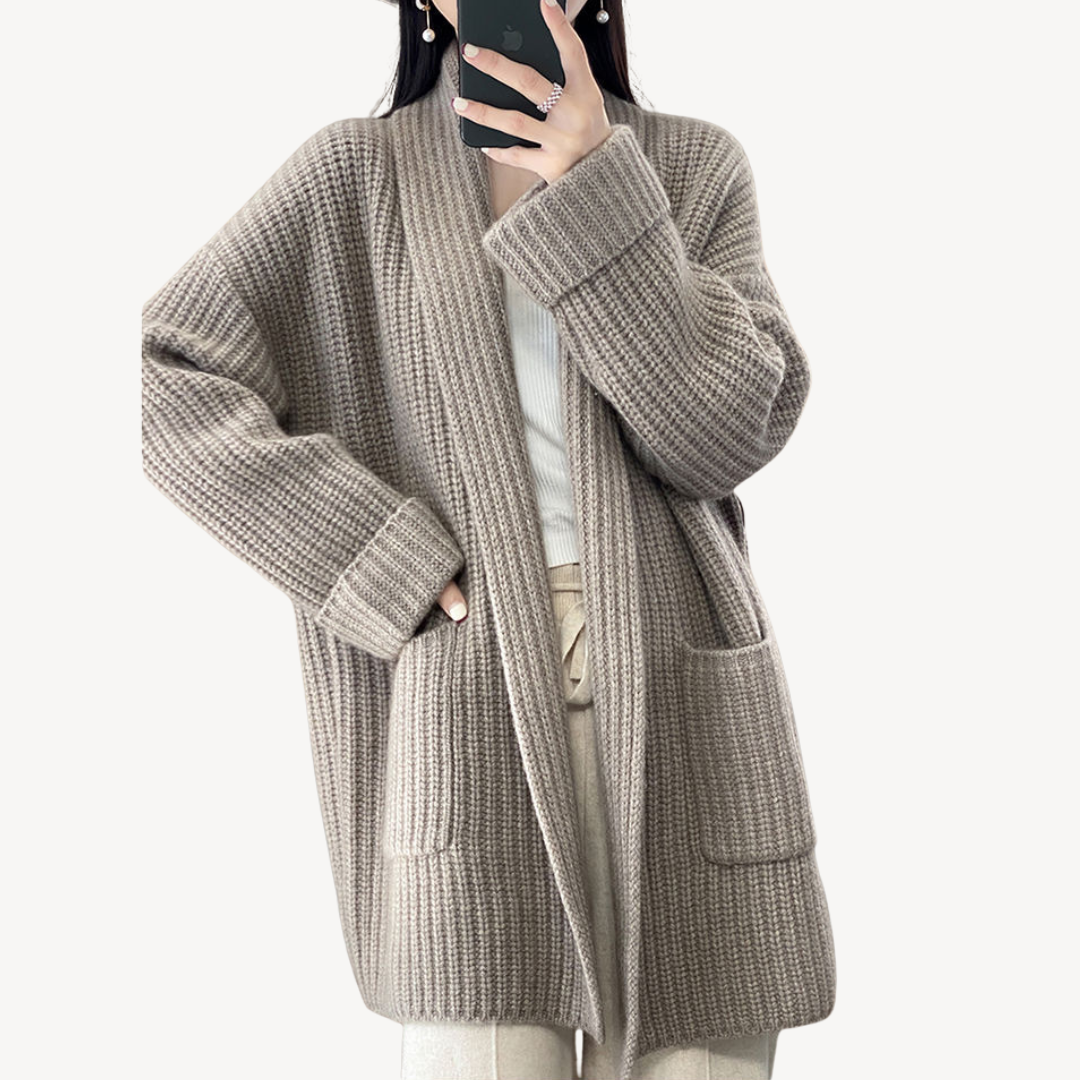 Stilla | Dame Lang Strikcardigan Pullover