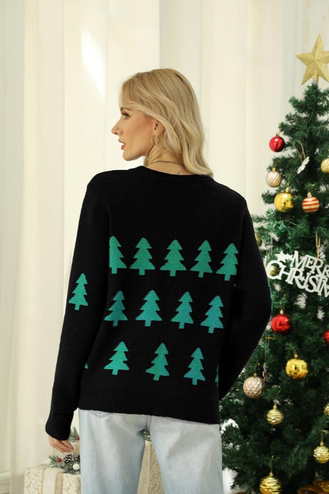 Stilla | Funklende Paillet Juletræ Strikpullover