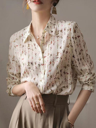 Stilla | Bluse Vintage Langærmet Printet Bluse