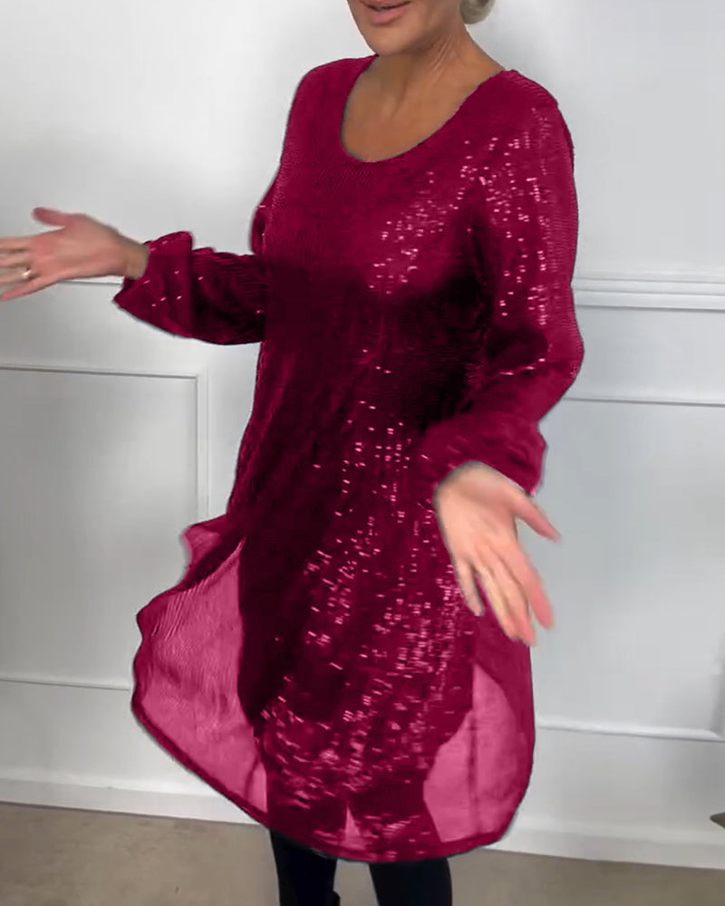 Stilla | Elegant Lanterne Ærme Pailletter A-Linie