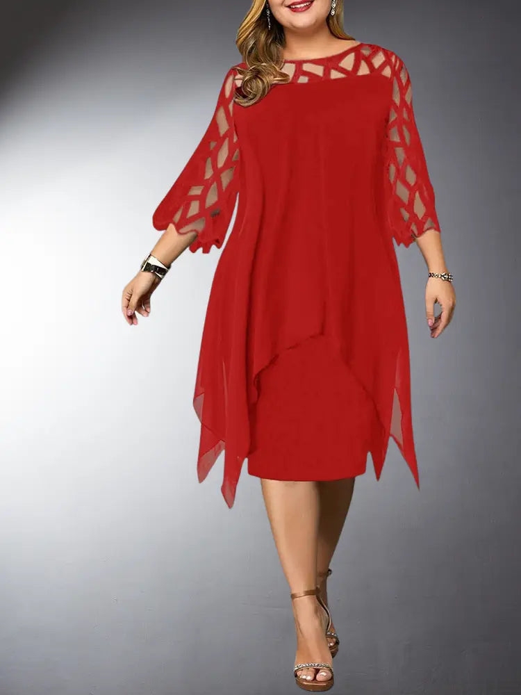 Skovae | Elegante Plus Size Spids Midi Kjole