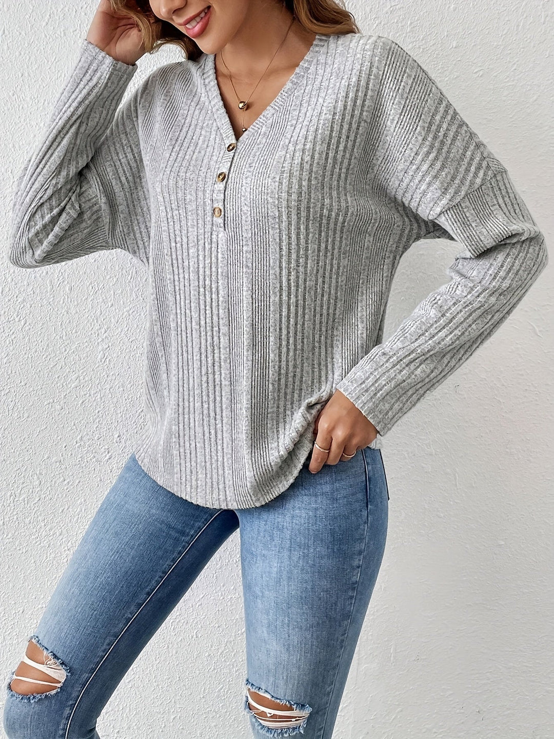 Stilla | Grå Casual Langærmet t-shirt