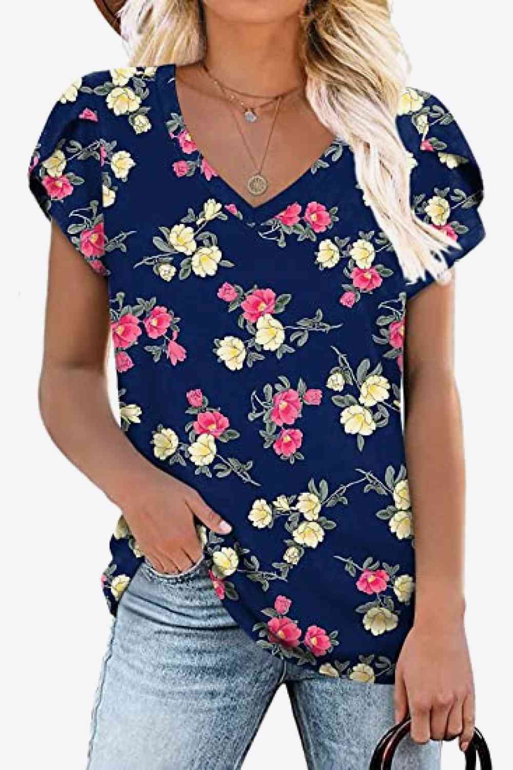 Stilla | Petal Sleeve V-hals Bluse