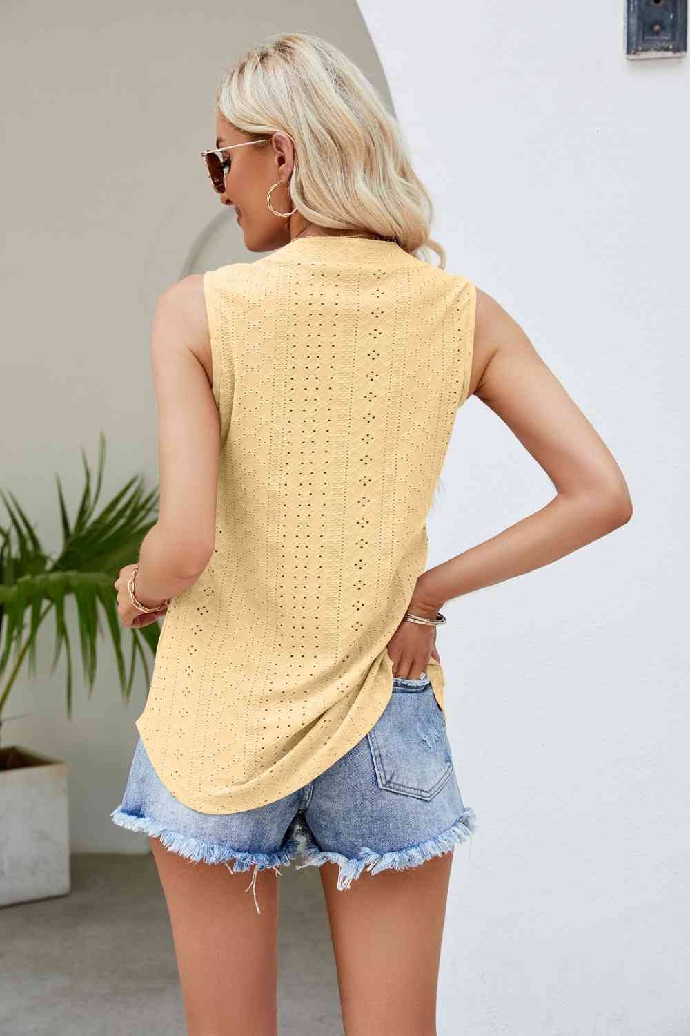 Stilla | Hals Kurvet Kant Eyelet Tank