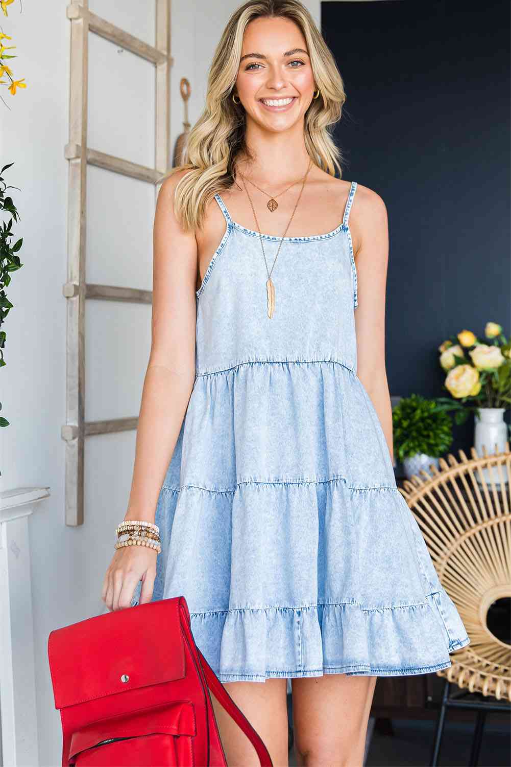 Stilla | Strop Tiered Denim Kjole