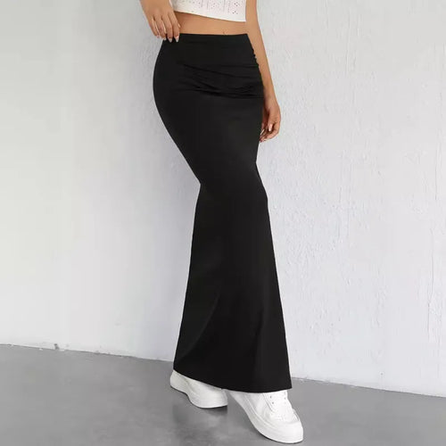 Stilla | Lang Skirt med sidelæg i Sort