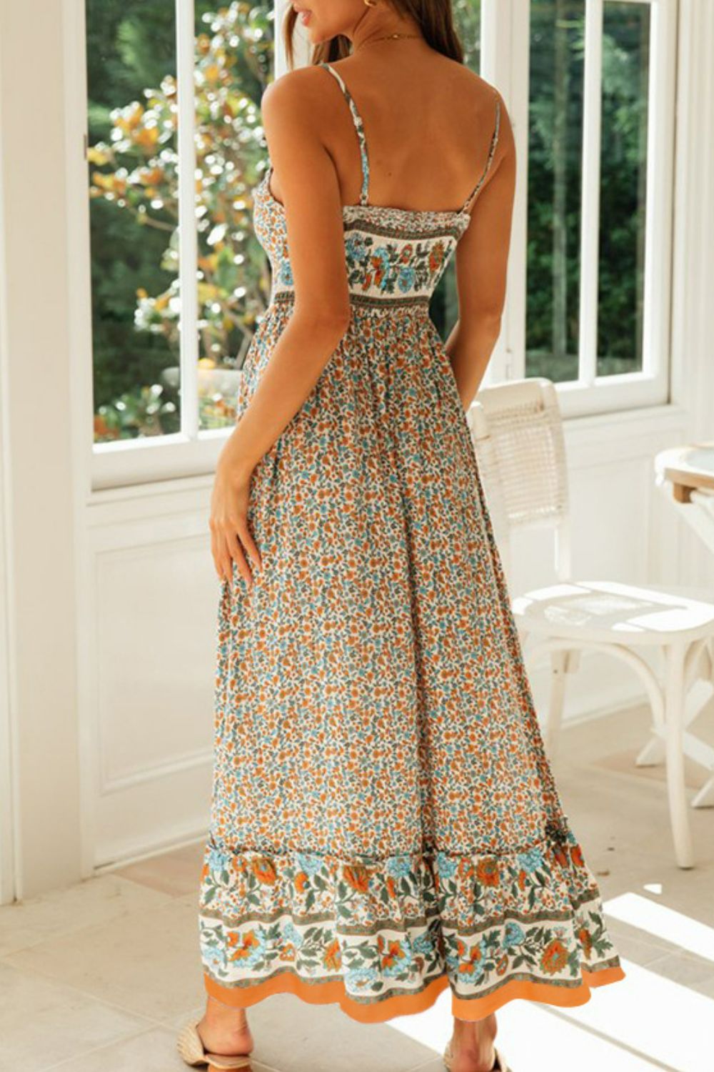 Stilla | Spaghetti Strop Frill Trim Maxi Kjole
