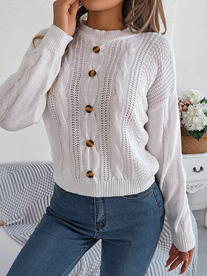 Stilla | Strikket Knap Rundt Hals Sweater