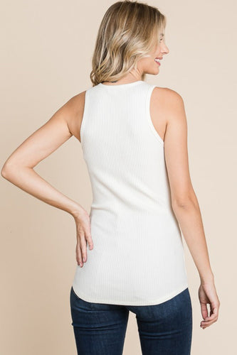 Stilla | Code Full Size Ribbede Rund Hals Tank