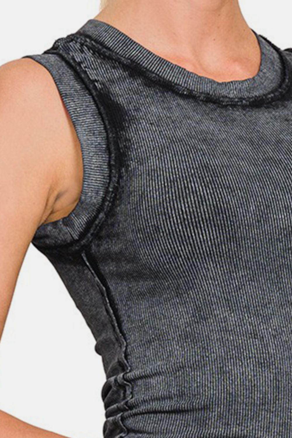 Stilla | Vasket Ribbet Rund Hals Slim Tank