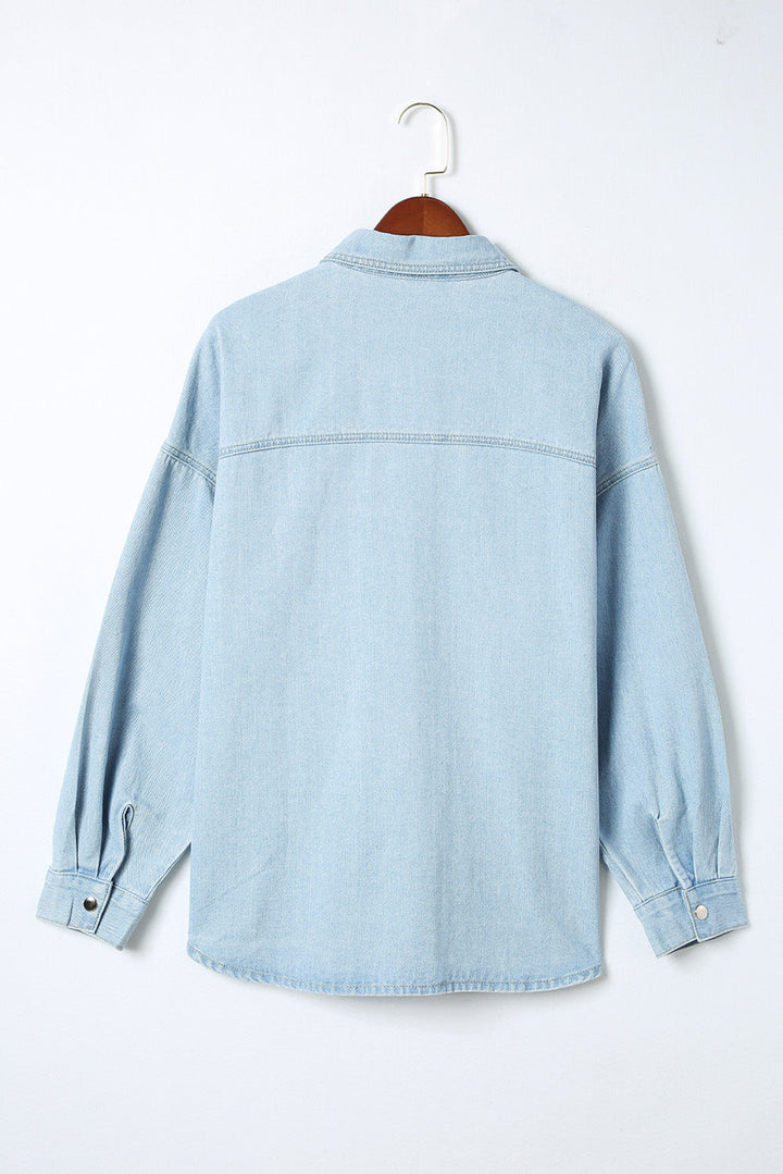 Stilla | Størrelse Snap Down Pocketed Denim Jakke