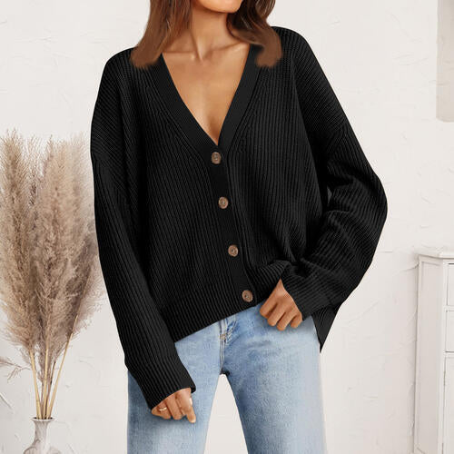 Stilla | Nakke Knap Front Cardigan