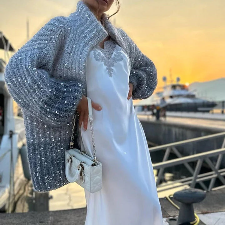 Stilla | Strikcardigan med palietter