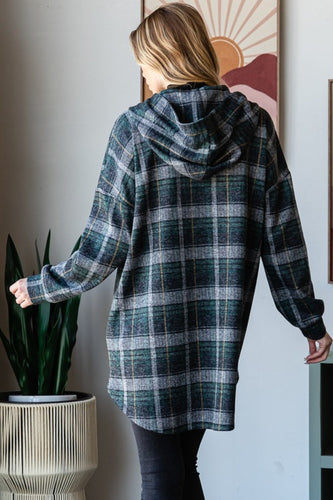 Stilla | Checks Heimish Hoodie Strikjakke Med Knapper og Lange Ærmer