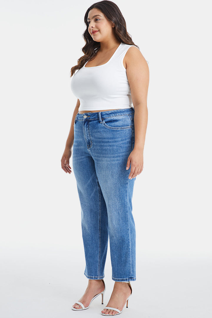 Stilla | Full Size Høj Talje Raw Hem Straight Jeans