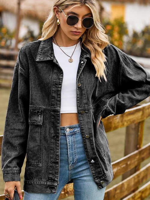 Stilla | Hals Knap-op Denim Jakke