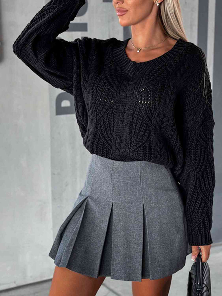 Stilla | Hals Cable-strikket Langærmet Sweater