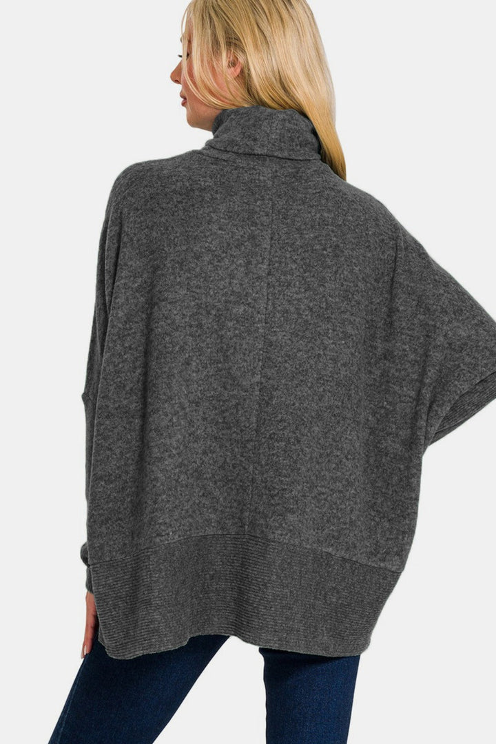 Stilla | Pullover med rullekrave Zenana plus size lavet af børstet Hacci mix