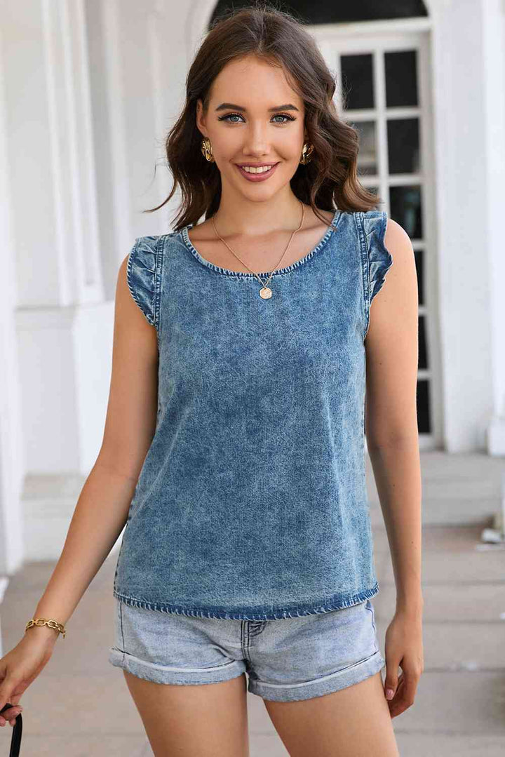 Stilla | Vask Rund Hals Denim Tank