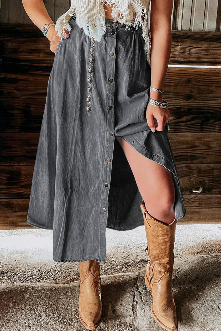 Stilla | Down Høj Talje Denim Skirt