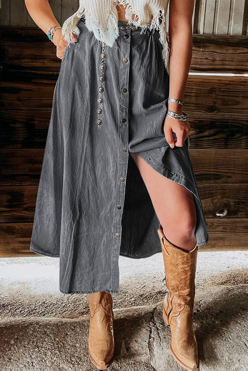 Stilla | Down Høj Talje Denim Skirt