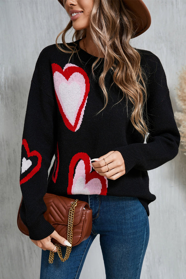 Stilla | Rundhals Sweater Med Lange Ærmer i Hjerteform