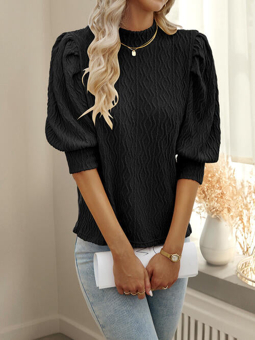 Stilla | Ruffle Ærme Mock Neck Bluse