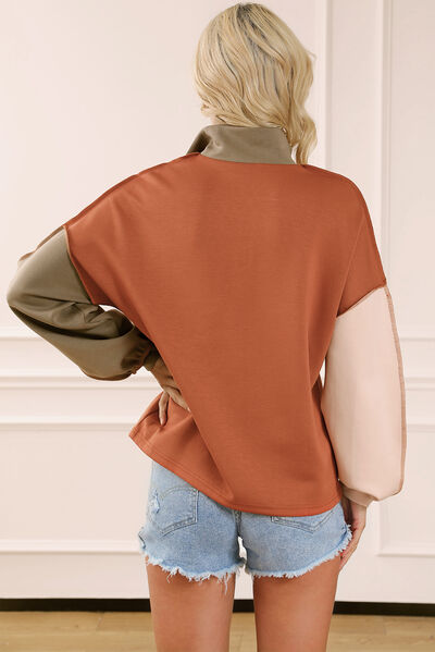 Stilla | Block Exposed Seam Halv Zip Sweatshirt