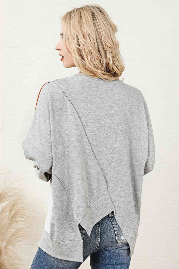 Stilla | Block Udsat Søm Asymmetrisk Sweatshirt