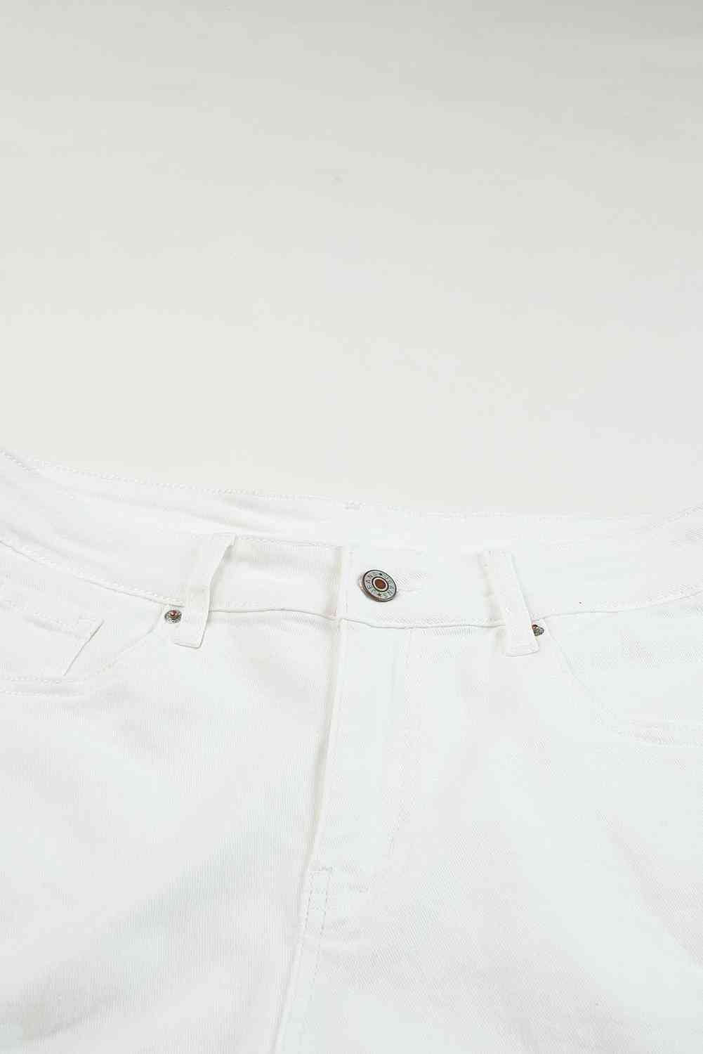 Stilla | Hem Distressed Denim Shorts Med Lommer