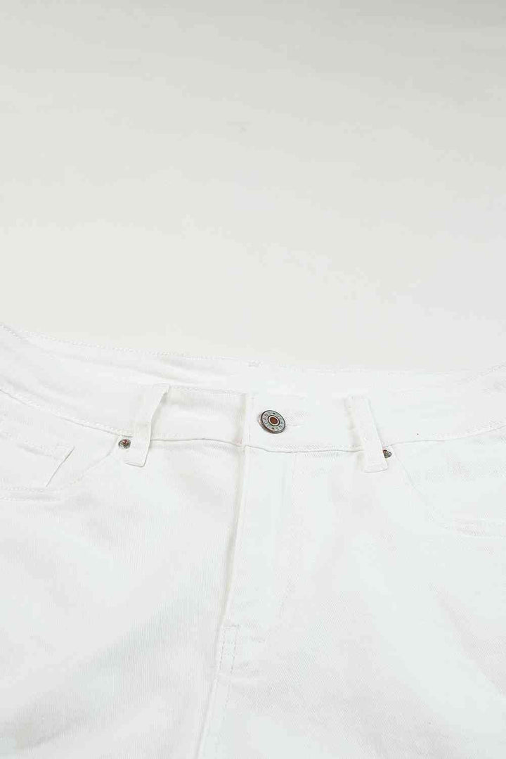 Stilla | Hem Distressed Denim Shorts Med Lommer