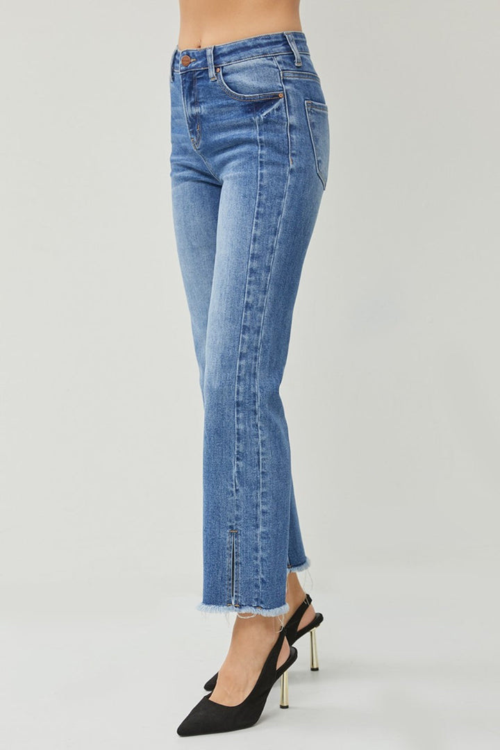 Stilla | Høj Talje Rå Kant Split Lige Jeans