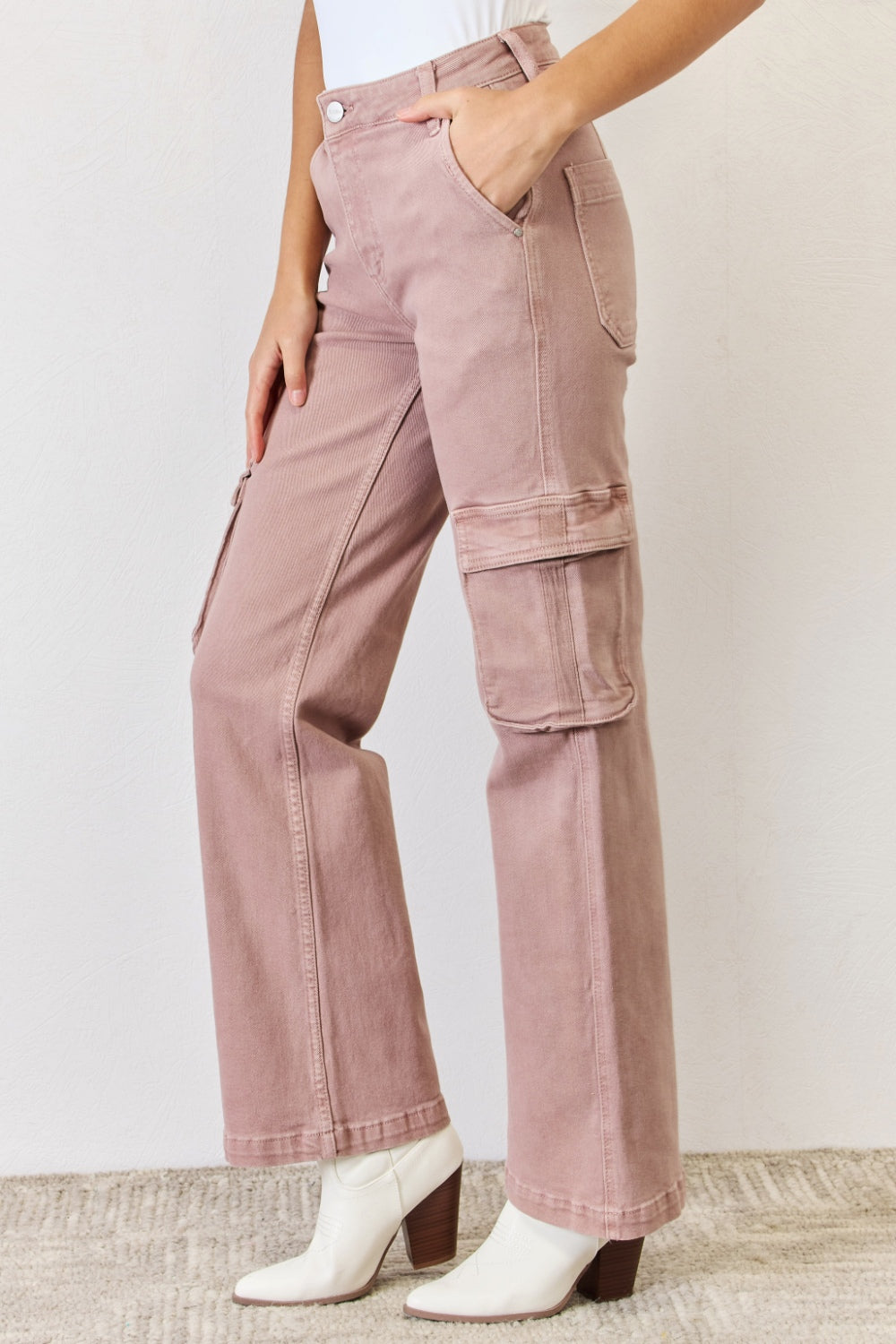 Stilla | Full Size High Rise Cargo Wide Leg Jeans