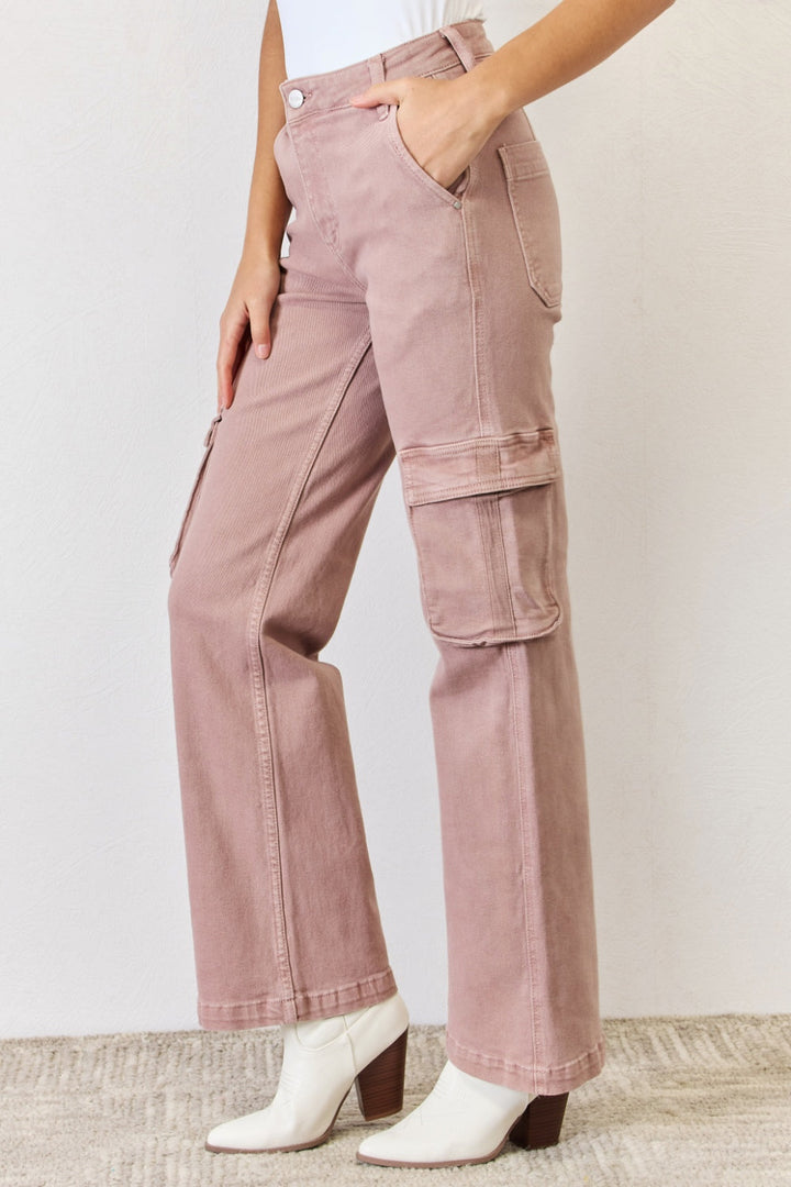 Stilla | Full Size High Rise Cargo Wide Leg Jeans