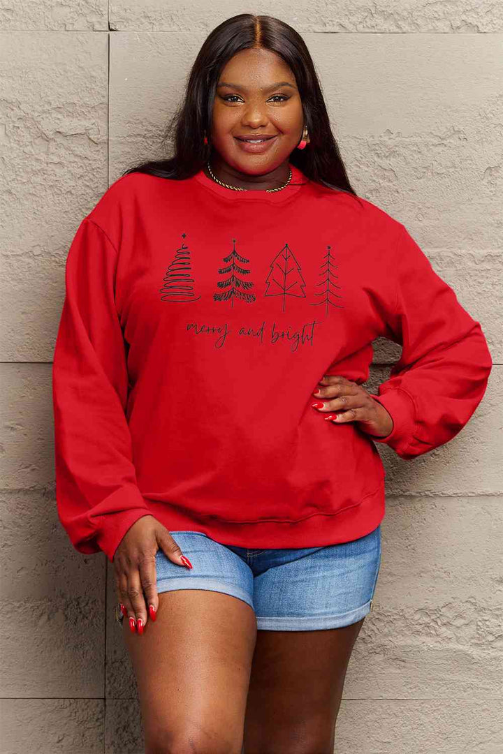Stilla | Love Full Size Merry and Bright Graphic Sweatshirt