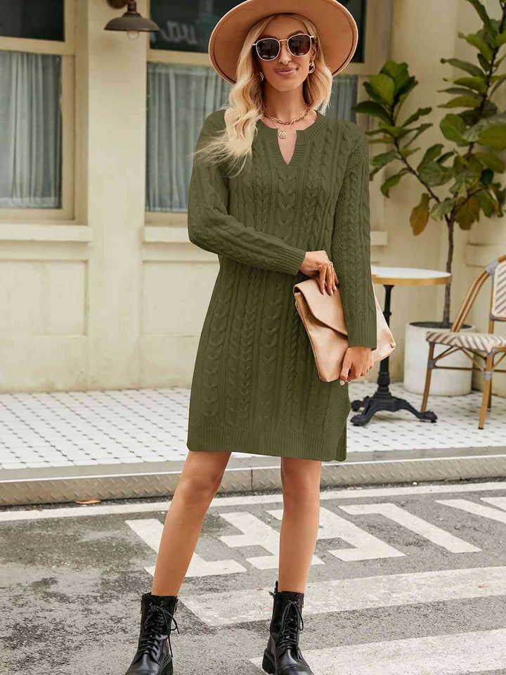 Stilla | Hals Cable-knit Slit Sweater Kjole