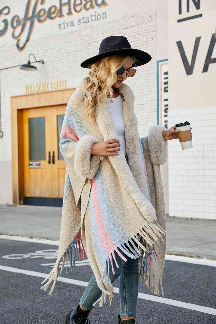 Stilla | Block Fringe Detail Poncho