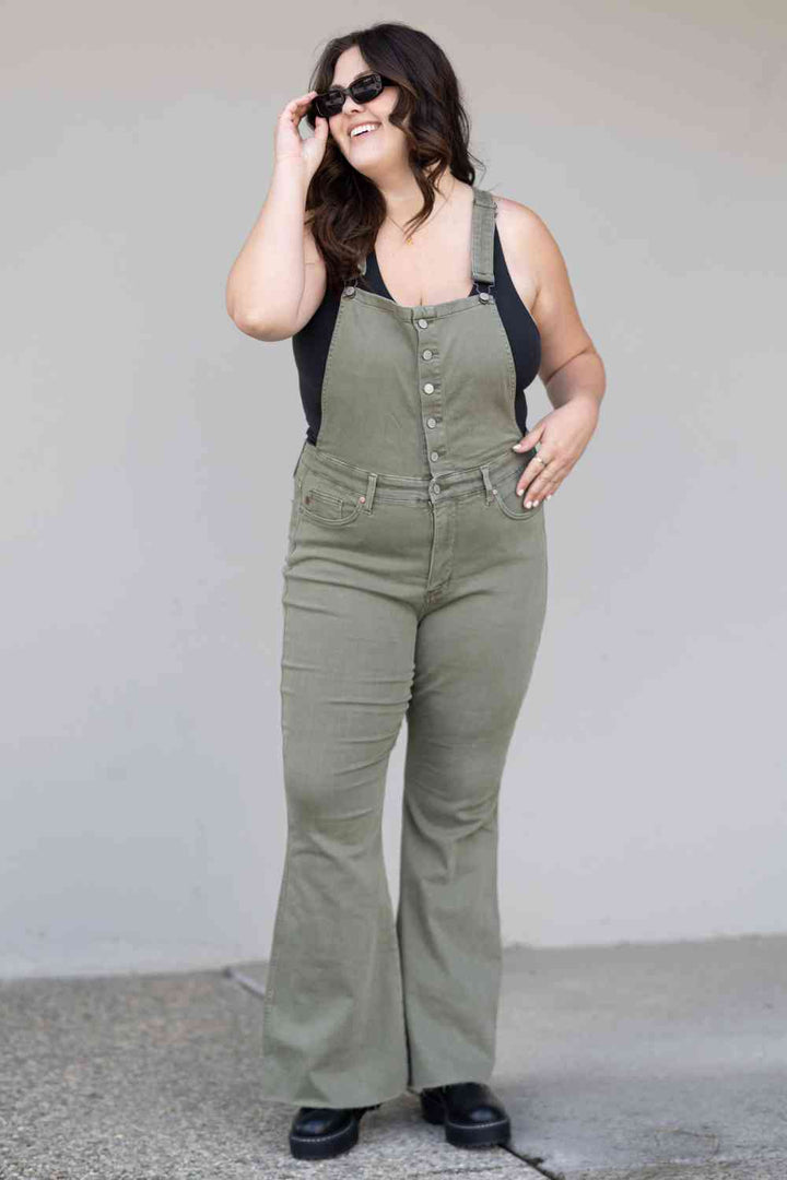Stilla | Blå Full Size Kelsey Flare Tummy Control Overalls