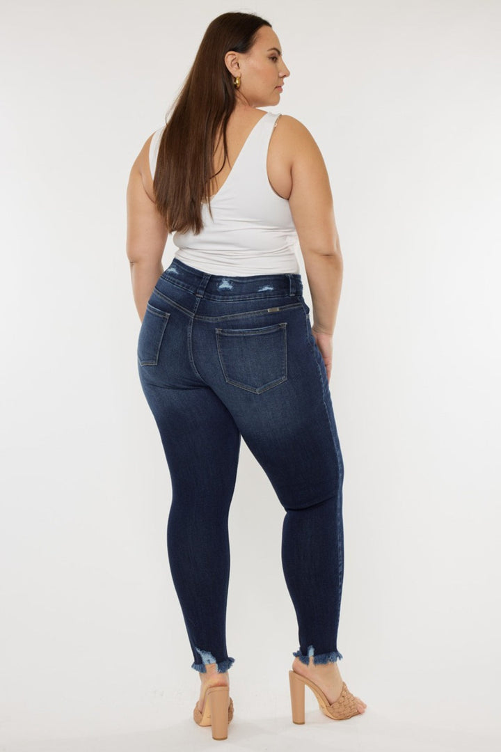 Stilla | Full Size Cat's Whiskers Raw Hem Høj Talje Jeans