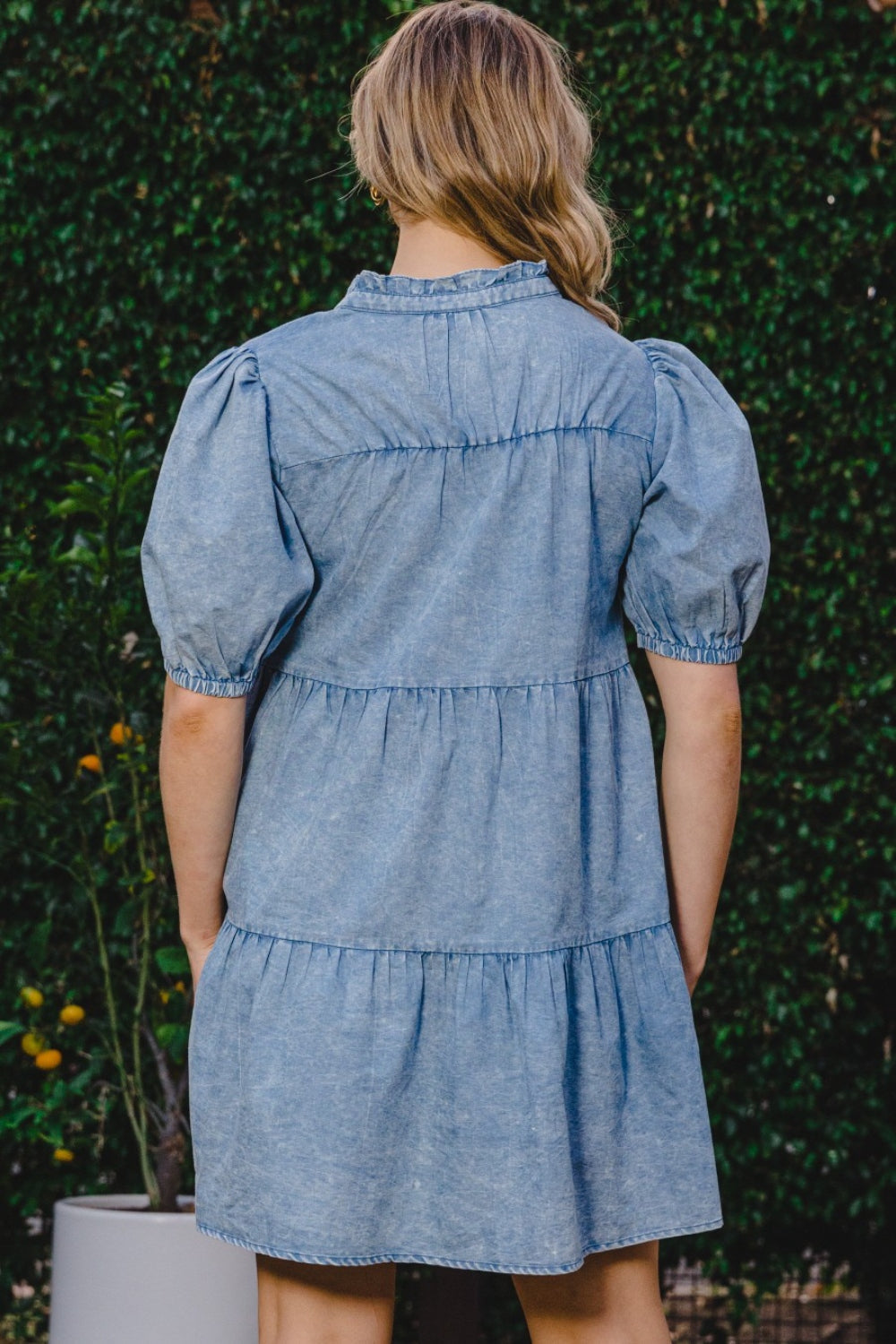 Stilla | Vasket Lagdelt Mini Denim Kjole