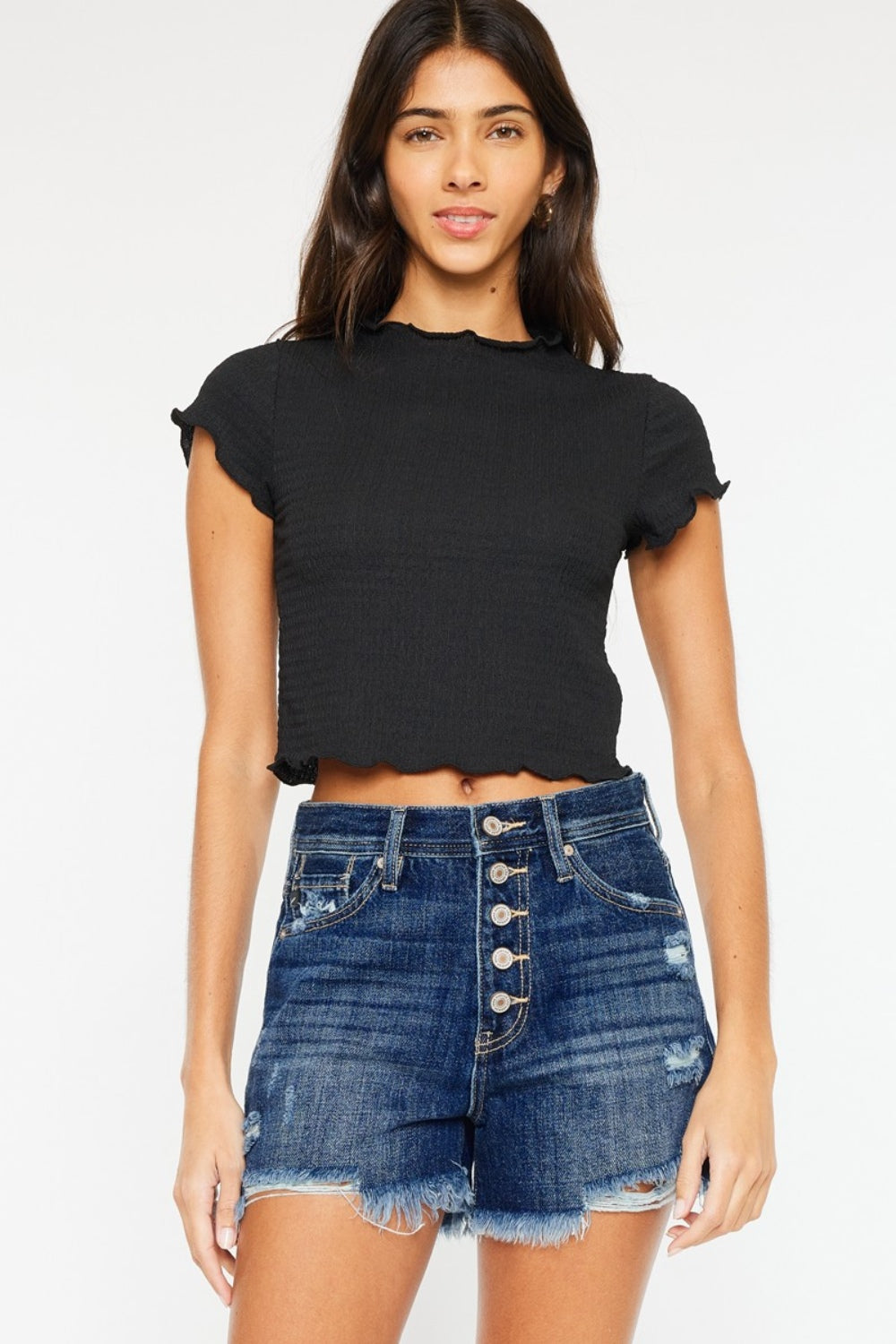 Stilla | Raw Hem Button-Fly Denim Shorts