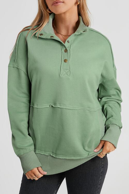Stilla | Snap Drop Shoulder Langærmet Sweatshirt