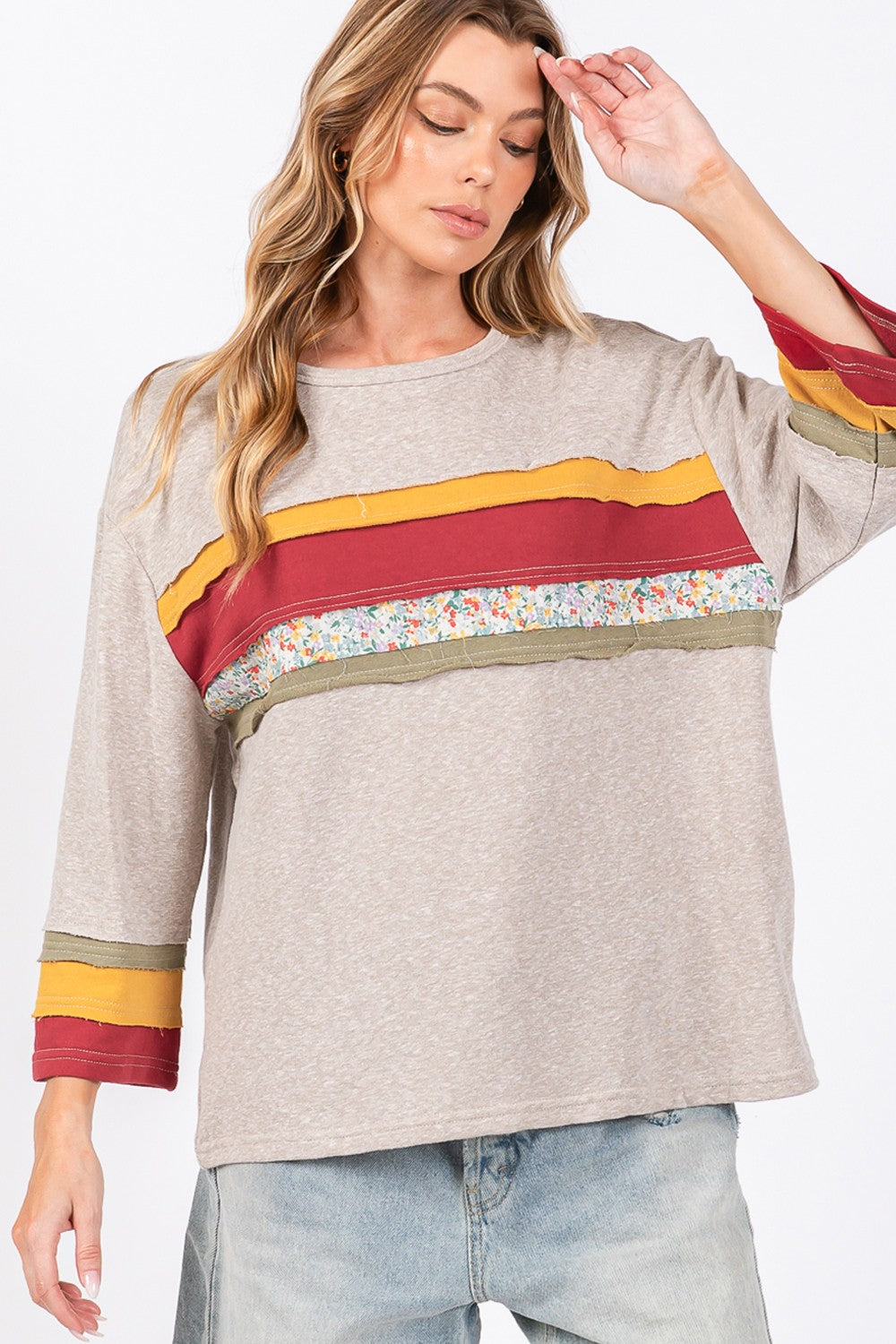 Stilla | T-shirt Farveblok Af Sweatstof