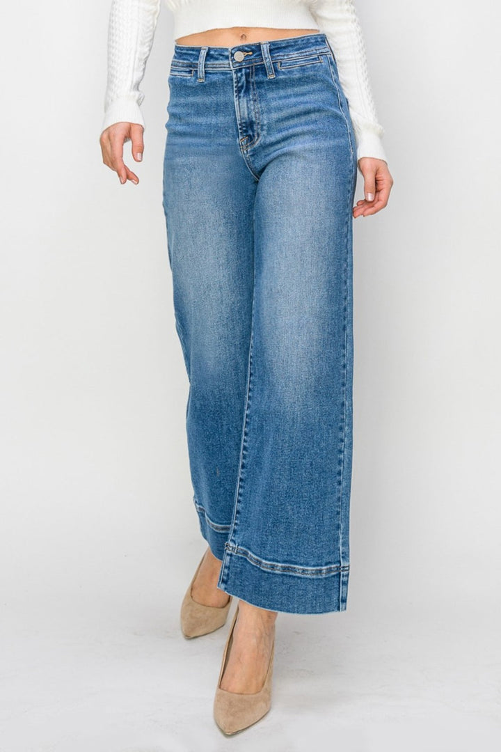 Stilla | Fuld størrelse høj talje bred ben jeans