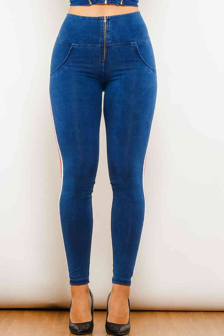Stilla | Stripe Lynlås Lukning Skinny Jeans